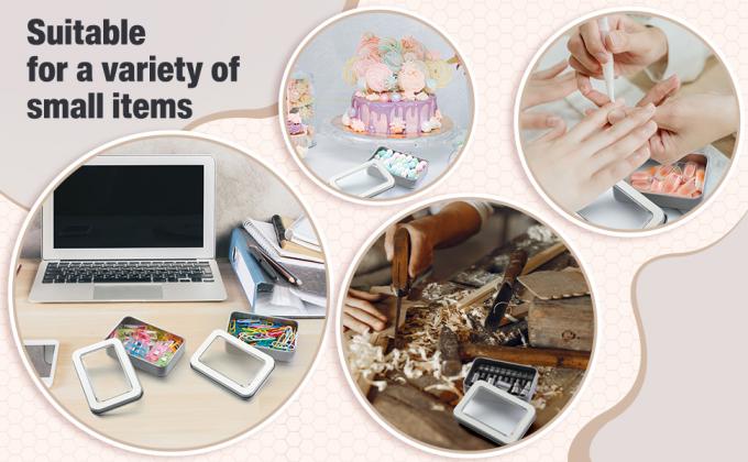 Metalen blikdozen Metalen blikjes met deksels Doorzichtige bovenkant blikjes Box lege opslagblikjes Koffer rechthoekige containers met grote 6