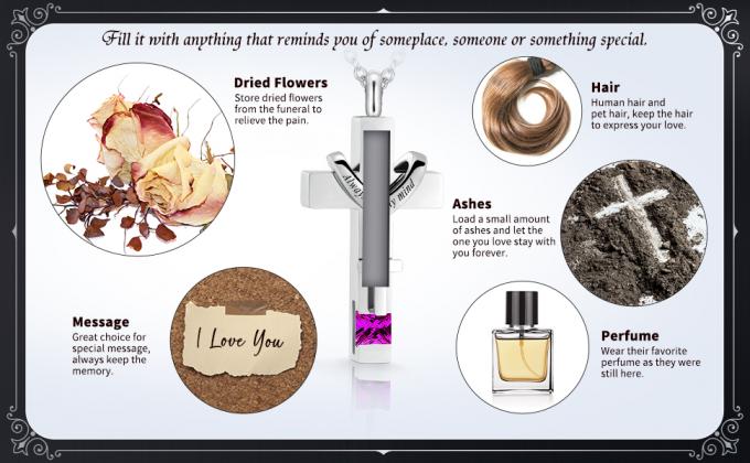 Urn Ketting Voor As Herinneringsstuk Verbranding Hart Kruis Kubische Sieraden Voor As Roestvrij staal Herdenkings medaillon As 4