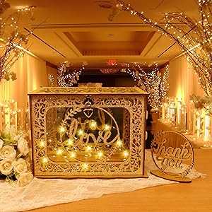 Huwelijksgelddooshouder met bord, grote rustieke houten houten zelfgemaakte envelop geschenkkaart schaduwdozen met slot slot 4