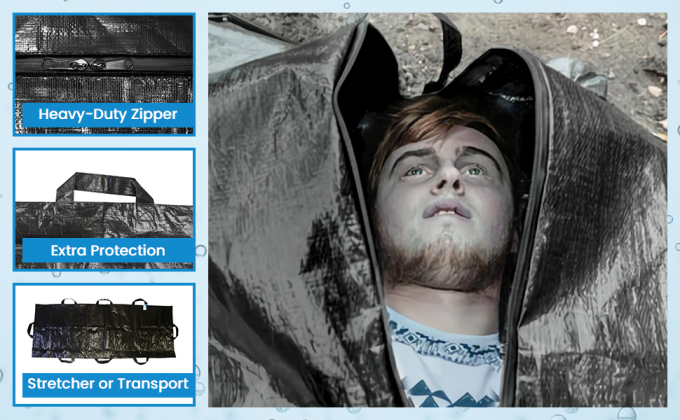 Body Bag Stretcher Combo met 8 zijhandvaten en middelste rits, waterdichte tassen voor buiten kamperen wandelen 5