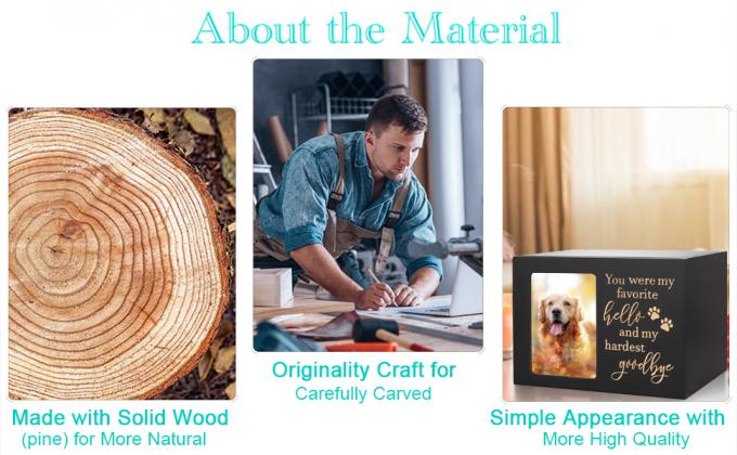 Herdenkingsurnen voor huisdieren voor as van honden of katten, XLgrote houten begrafenisverbranding urnen met fotoraam, herdenkingsurnen 3