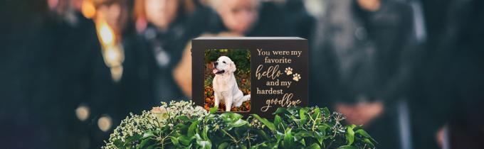 Herdenkingsurnen voor huisdieren voor as van honden of katten, XLgrote houten begrafenisverbranding urnen met fotoraam, herdenkingsurnen 5