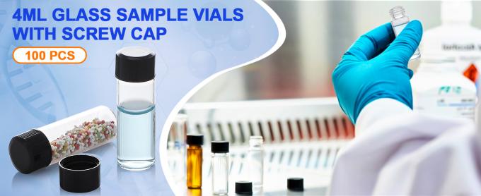 Glazen flacons met schroefdoppen, flessen met een heldere vloeistofmonster, flacons voor het opslaan van essenti&euml;le oli&euml;n, parfum 0