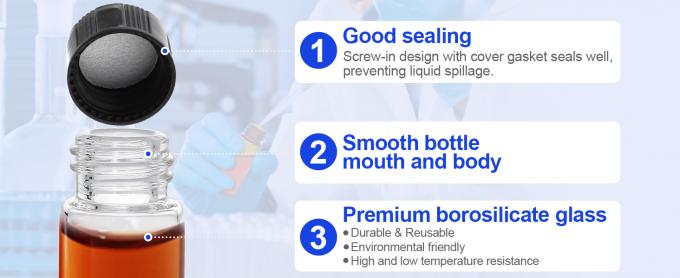 Glazen flacons met schroefdoppen, flessen met een heldere vloeistofmonster, flacons voor het opslaan van essenti&euml;le oli&euml;n, parfum 2