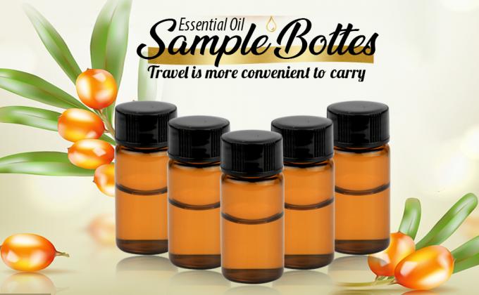 Olieflessen voor essentiële oliën, 36 stuks 2 ml (5/8 drams) Amber glasflessen Flessen, orifice reducers en zwarte doppen 0