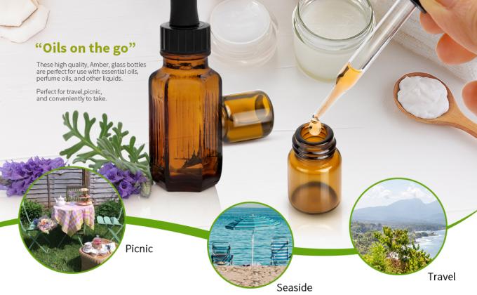 Olieflessen voor essentiële oliën, 36 stuks 2 ml (5/8 drams) Amber glasflessen Flessen, orifice reducers en zwarte doppen 6