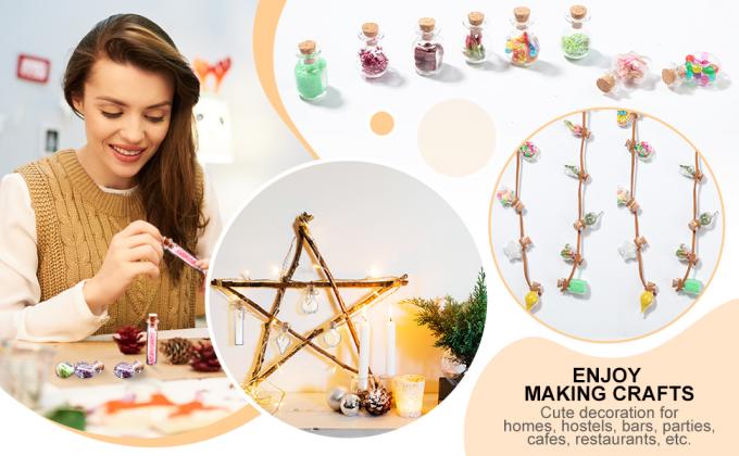 Kleine mini glazen flessen potten met kurkstop.Wishing fles Drifting fles trouwfeest DIY 2