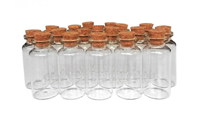 Corkstopper Glasflessen Mini-transparante glasflessen Glas Favor potten, 100 ml flessen met kurk deksels, Mini-potten 0