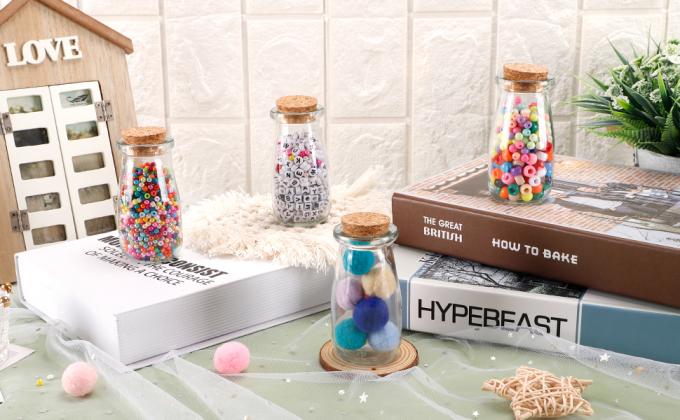 Corkstopper Glasflessen Mini-transparante glasflessen Glas Favor potten, 100 ml flessen met kurk deksels, Mini-potten 2