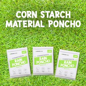 100% op planten gebaseerd, composteerbaar, biologisch afbreekbaar, maïszetmeel, recycleerbaar, gerecycled regen ponchos met kap volwassenen 2