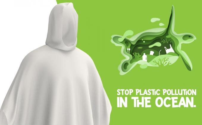 100% op planten gebaseerd, composteerbaar, biologisch afbreekbaar, maïszetmeel, recycleerbaar, gerecycled regen ponchos met kap volwassenen 3