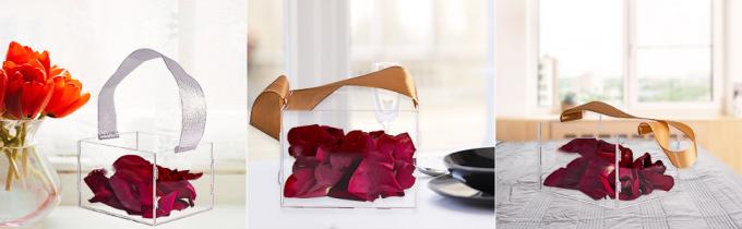 Duidelijke bloemenmeisjesmandje voor bruiloft - Acryl bruiloftsmandje decoratie, aangepaste naam, handvat met zijde lint 3