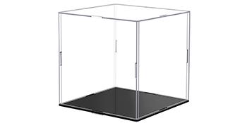 Duidelijke Acryl Display Case,Zelfmontage Display Box met Zwarte Acryl Base,Countertop Box Cube Organizer Stand Riser 1
