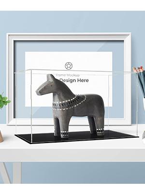 Duidelijke Acryl Display Case,Zelfmontage Display Box met Zwarte Acryl Base,Countertop Box Cube Organizer Stand Riser 0