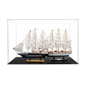 Duidelijke Acryl Display Case,Zelfmontage Display Box met Zwarte Acryl Base,Countertop Box Cube Organizer Stand Riser 2