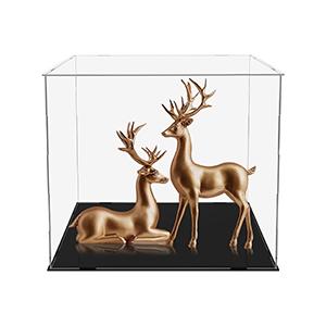 Duidelijke Acryl Display Case,Zelfmontage Display Box met Zwarte Acryl Base,Countertop Box Cube Organizer Stand Riser 4