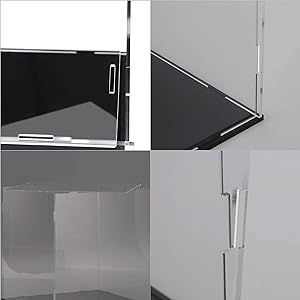 Duidelijke Acryl Display Case,Zelfmontage Display Box met Zwarte Acryl Base,Countertop Box Cube Organizer Stand Riser 7