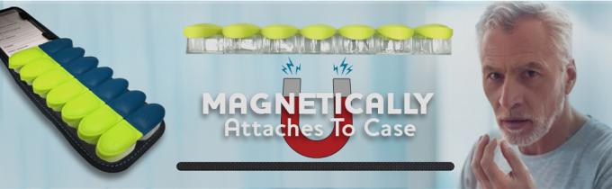 Magnetische opvouwbare pillen organisator Supplement Case Voor OTC-geneeskunde, recept Vitaminen-14 Slots, Turquoise 6