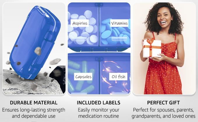 Reispillenorganisator - Vochtbestendige pillenhouder dagelijkse medicijnen organisator doos pillenhoes voor vitamine supplement 1