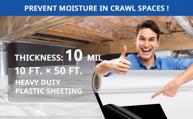 Crawl Space Vapor Barrier - 10 Mil (10' X 50'), Dikke Plastic Sheeting, Drop Cloth Moisture Barrier Covering 0