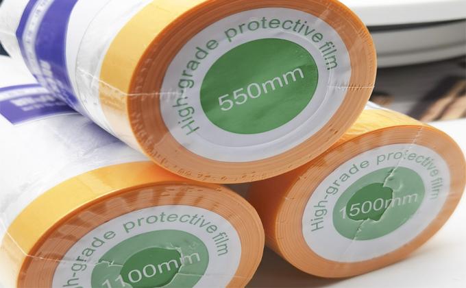 Tape and drape,pre-tapped masking film,masking paper,paint adhesieve beschermende papierrol voor het bedekken van rokken 1