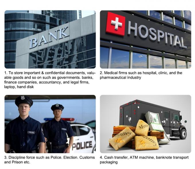 Duidelijke verzegelde zak, Lege tape zak, Bewijszak, Onderzoek plastic veiligheidszakken papieren verzendings transit veiligheid verzegelde zakken 4