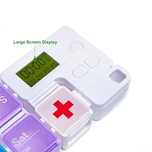 7 Day Medicine Pill Organizer, 4 Reminder Alarms, Loud Sound, 14 Large Compartments, Large Screen, Moisture-Proof, Travel Weekly/Daily Pill Box/Organizer/Case/Container/Dispenser, AM/PM 2 Times A Day 7