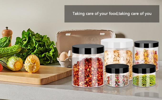 Clear Plastic Jars 32oz 12Pack Big Round PET Plastic Containers With Black Screw On Lids Reusable Empty Storage Jars With Lid Clear Containers For Household And Kitchen Organizing 4