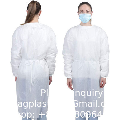 kwaliteit  Manufacturer Non Woven Medical Protective Elastic Knitted Cuffs PP+PE Hospital Gowns Disposable Isolation fabriek