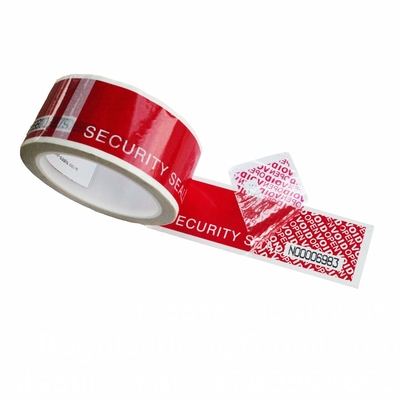Serienummerde rode beveiligingsband tegen manipulatie (48 mm x 50 m x 2 mil, 100% totale overdracht, ultra-dikke Void film