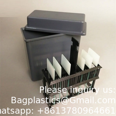 Histologie Geweefslide Glaskleurpotkleurrak Pathologie microscoop slide kleur pot en rek