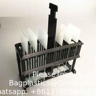 Histologie Geweefslide Glaskleurpotkleurrak Pathologie microscoop slide kleur pot en rek