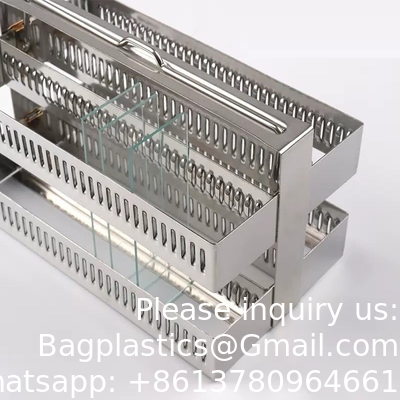 Histologie Geweefslide Glaskleurpotkleurrak Pathologie microscoop slide kleur pot en rek