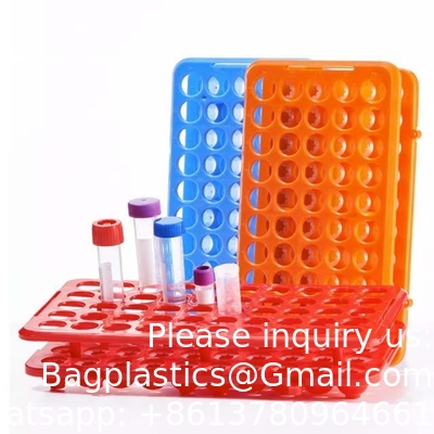 Laboratorium Multi Function PP Centrifuge Tube Rack 50 gaten*18mm Plastic Test Tube Rack Silicone Circlip