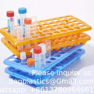Laboratorium Multi Function PP Centrifuge Tube Rack 50 gaten*18mm Plastic Test Tube Rack Silicone Circlip