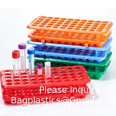 Laboratorium Multi Function PP Centrifuge Tube Rack 50 gaten*18mm Plastic Test Tube Rack Silicone Circlip