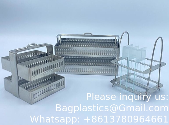 Histologie Geweefslide Glaskleurpotkleurrak Pathologie microscoop slide kleur pot en rek