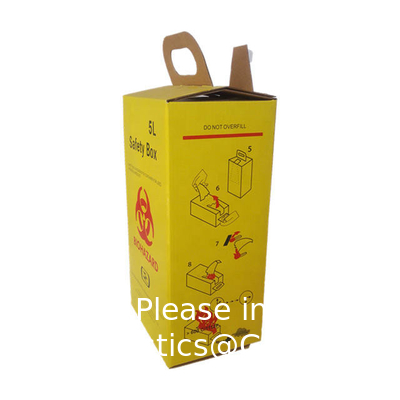Ziekenhuis Biohazard 5L Medische verwijdering Kraftpapier Board Sharps Container Safety Box Weggooi Gebruikte Spuiters En La