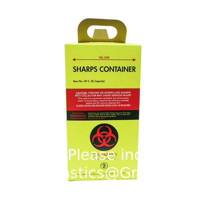 Ziekenhuis Biohazard 5L Medische verwijdering Kraftpapier Board Sharps Container Safety Box Weggooi Gebruikte Spuiters En La
