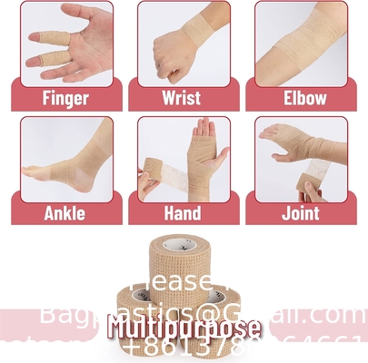 Zelfklevend verband, 6 verpakkingen, huidkleurig, 2 x 5 meter, samenhangend verband, medisch verband, elastisch verband