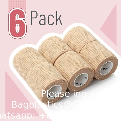 Zelfklevend verband, 6 verpakkingen, huidkleurig, 2 x 5 meter, samenhangend verband, medisch verband, elastisch verband