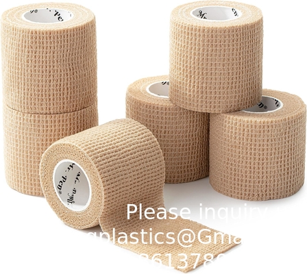 Zelfklevend verband, 6 verpakkingen, huidkleurig, 2 x 5 meter, samenhangend verband, medisch verband, elastisch verband