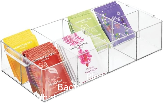 Plastic condimenten organisator en theezak houder - 8-compartiment keuken pantry / countertop opslag caddy - Splitsing chip