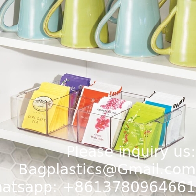 Plastic condimenten organisator en theezak houder - 8-compartiment keuken pantry / countertop opslag caddy - Splitsing chip