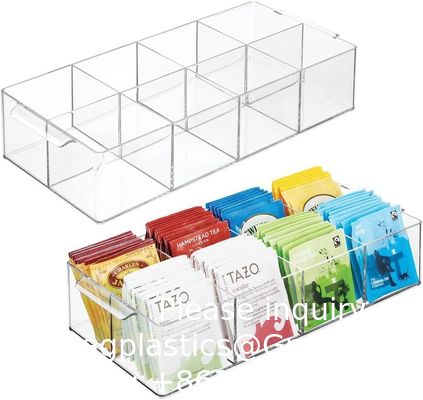 Plastic condimenten organisator en theezak houder - 8-compartiment keuken pantry / countertop opslag caddy - Splitsing chip