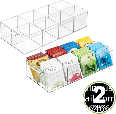 Plastic condimenten organisator en theezak houder - 8-compartiment keuken pantry / countertop opslag caddy - Splitsing chip