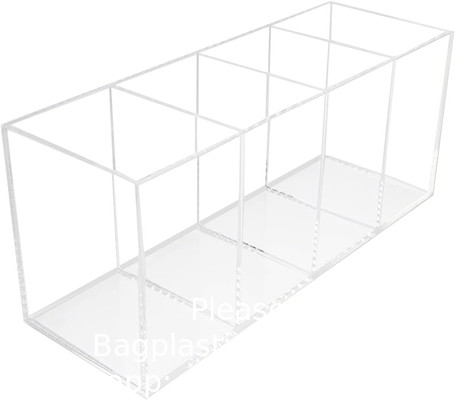 Acryl penhouder 4 compartimenten,Clear penhouder organisator make-up borstelhouder voor kantoor bureauaccessoires,cosmetische
