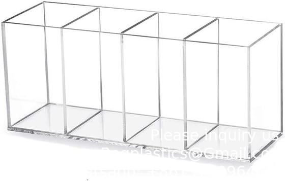 Acryl penhouder 4 compartimenten,Clear penhouder organisator make-up borstelhouder voor kantoor bureauaccessoires,cosmetische