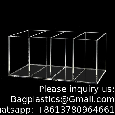Acryl penhouder 4 compartimenten,Clear penhouder organisator make-up borstelhouder voor kantoor bureauaccessoires,cosmetische
