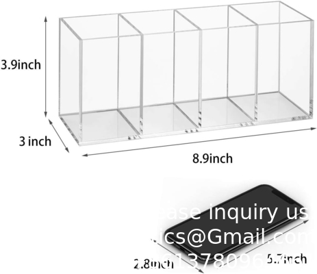 Acryl penhouder 4 compartimenten,Clear penhouder organisator make-up borstelhouder voor kantoor bureauaccessoires,cosmetische